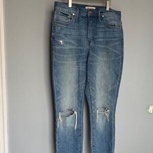 Madewell Blue Distressed Skinny Jeans